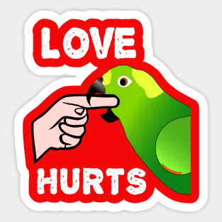 Love Hurts Yellow Naped Amazon Parrot Biting Sticker